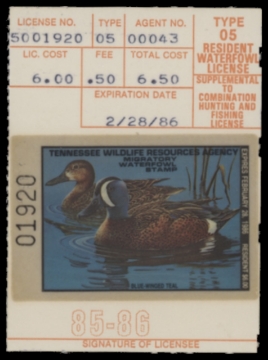 Scan of 1985 Tennessee Duck Stamp MNH VF