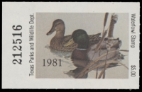 Scan of 1981 Texas Duck Stamp - First of State MNH VF
