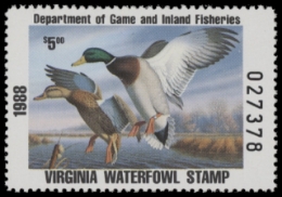 Scan of 1988 Virginia Duck Stamp - First of State MNH VF