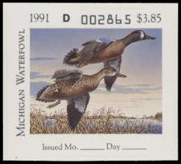 Scan of 1991 Michigan Duck Stamp MNH VF