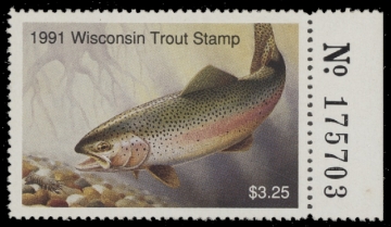 Scan of 1991 Wisconsin Trout Stamp MNH VF