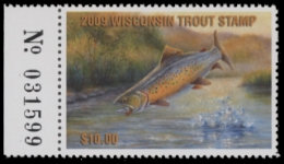 Scan of 2009 Wisconsin Trout Stamp MNH VF