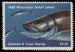 Scan of 1986 Wisconsin Great Lakes Salmon & Trout Stamp  MNH VF