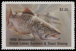 Scan of 1990 Wisconsin Great Lakes Salmon & Trout Stamp  MNH VF