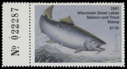 Scan of 2001 Wisconsin Great Lakes Salmon & Trout Stamp  MNH VF