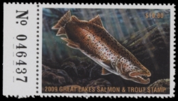 Scan of 2009 Wisconsin Great Lakes Salmon & Trout Stamp  MNH VF