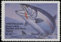 Scan of 1996 Wisconsin Great Lakes Salmon & Trout Stamp  MNH VF