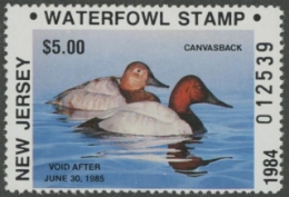 Scan of 1984 New Jersey NR Duck Stamp - First of State MNH VF