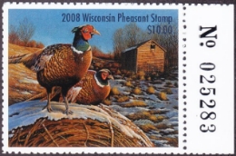 Scan of 2008 Wisconsin Pheasant Stamp MNH VF