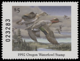 Scan of 1992 Oregon Duck Stamp MNH VF