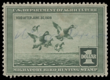 Scan of RW4 1937 Duck Stamp  Used F-VF