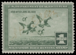 Scan of RW4 1937 Duck Stamp  Used F-VF