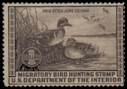 Scan of RW6 1939 Duck Stamp  Unsigned F-VF