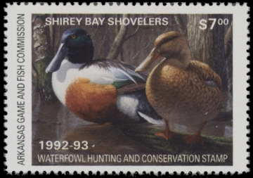 Scan of 1992 Arkansas Duck Stamp MNH VF