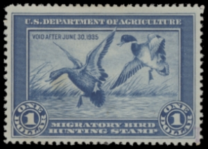Scan of RW1 1934 Duck Stamp  MLH F-VF
