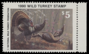 Scan of 1990 National Wild Turkey Federation Wild Turkey Stamp MNH VF