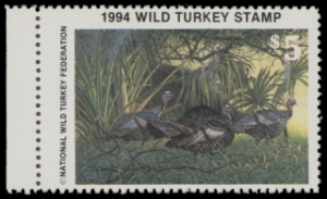 Scan of 1994 National Wild Turkey Federation Wild Turkey Stamp MNH VF