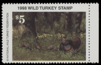 Scan of 1998 National Wild Turkey Federation Wild Turkey Stamp MNH VF