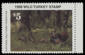 Scan of 1998 National Wild Turkey Federation Wild Turkey Stamp MNH VF