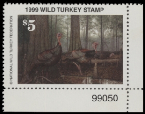 Scan of 1999 National Wild Turkey Federation Wild Turkey Stamp MNH VF