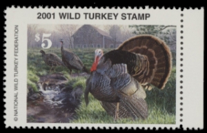 Scan of 2001 National Wild Turkey Federation Wild Turkey Stamp MNH VF