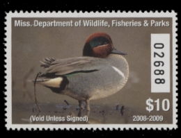 Scan of 2007 Mississippi Duck Stamp MNH VF