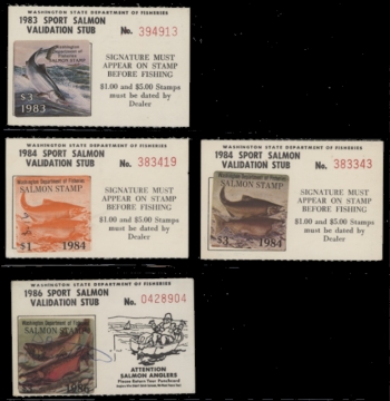 Scan of 1983 - 86 Washington State Salmon Stamps