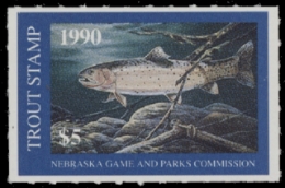 Scan of 1990 Nebraska Trout Stamp