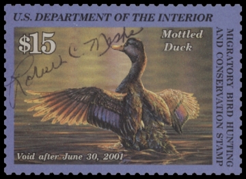 Scan of RW67 2000 Duck Stamp. Used