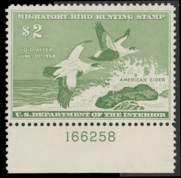 Scan of RW24 1957 Duck Stamp. Unsigned