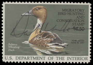 Scan of RW53 1986 Duck Stamp. Used. F-VF