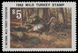 Scan of 1982 National Wild Turkey Federation Wild Turkey Stamp