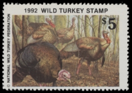 Scan of 1992 National Wild Turkey Federation Wild Turkey Stamp