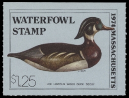 Scan of 1974 Massachusetts Duck Stamp - First of State