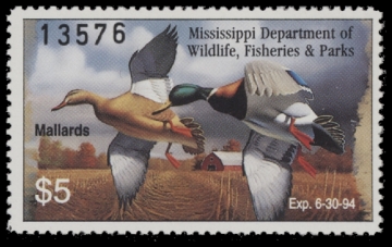 Scan of 1993 Mississippi Duck Stamp