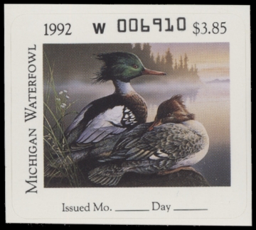 Scan of 1992 Michigan Duck Stamp