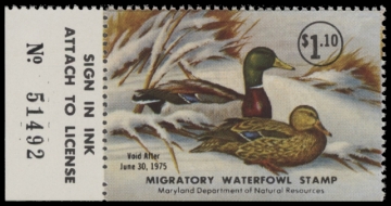 Scan of 1974 Maryland Duck Stamp - First of State