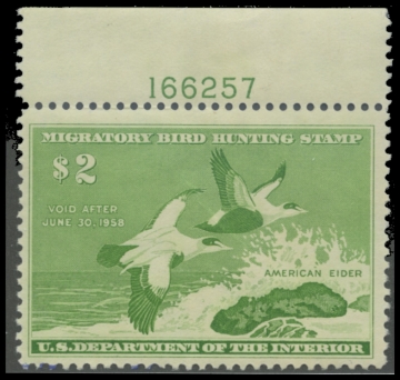 Scan of RW24 1957 Duck Stamp. MLH