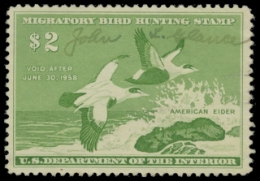 Scan of RW24 1957 Duck Stamp. Used