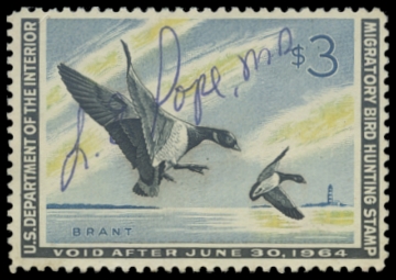 Scan of RW30 1963 Duck Stamp. Used. F-VF