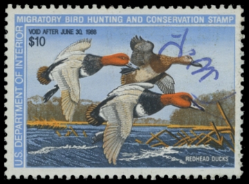 Scan of RW54 1987 Duck Stamp. Used. F-VF 