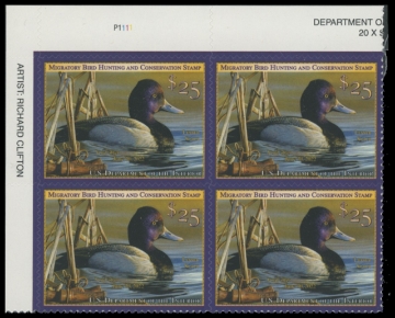 Scan of RW88 2021 Duck Stamp. Plate Block. F-VF 