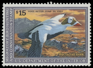 Scan of RW59 1992 Duck Stamp. MNH. F-VF 