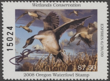 Scan of 2008 Oregon Duck Stamp SBA