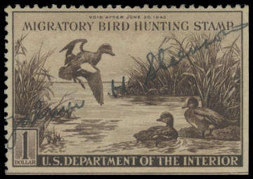 Scan of RW9 1942 Duck Stamp. Used