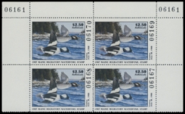 Scan of 1987 Maine Duck Stamp. Block of 4