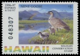 Scan of 1996 Hawaii Duck Stamp - First of State