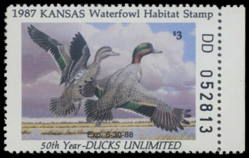 Scan of 1987 Kansas Duck Stamp - First of State