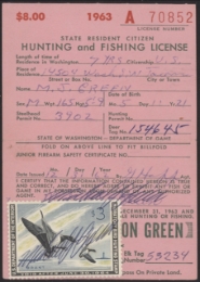 Picture of RW30 1963 Duck Stamp  Used on WA License F-VF