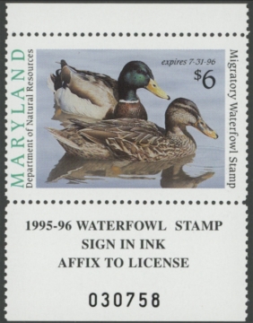Picture of 1995 Maryland Duck Stamp MNH VF